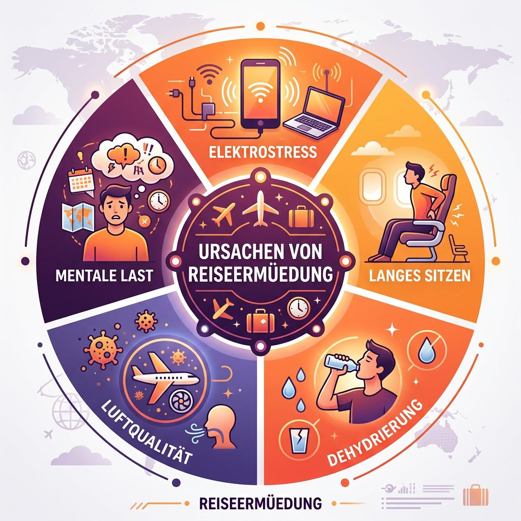 Infografik: 5 Ursachen von Reiseerschöpfung