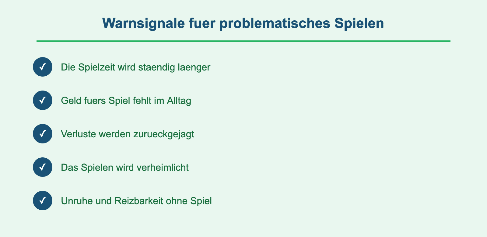 Checkliste: Warnsignale für problematisches Spielen